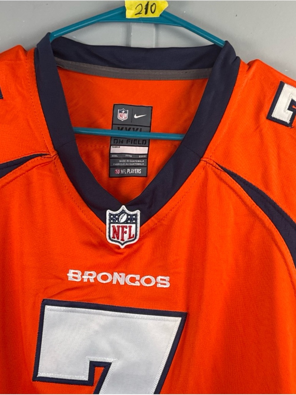 Nike Orange Broncos #7 Football Jersey with Navy Accents
